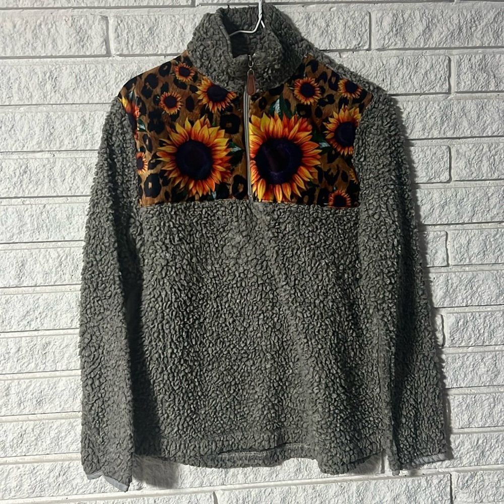 Sunflower Sherpa pull over. Worn once size small/medium.